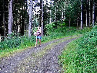 Reality outdoor strip and topless hike with MILF Julia Pink